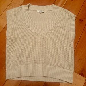 Madewell cream cotton Women's V-Neck Sweater Vest - Cream